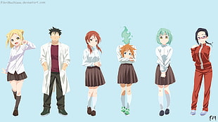 anime characters clip art, Demi-chan wa Kataritai, Takanashi Himari, Machi Kyōko, Satō Sakie