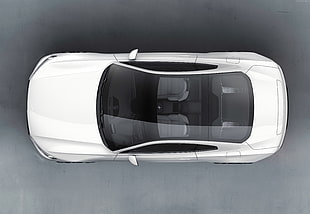 white coupe top view illustration