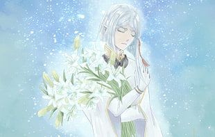 male in white suit anime character illustration