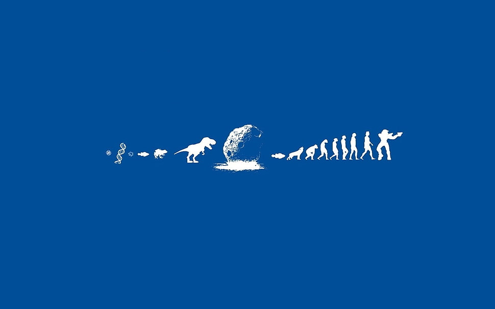 evolution of man, minimalism, evolution, blue background HD wallpaper