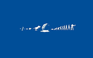 evolution of man, minimalism, evolution, blue background