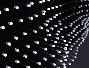 black and white polka dot textile, photography, LEDs, macro, electronics HD wallpaper