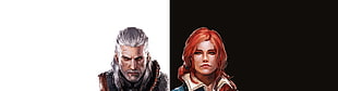male and female characters illustration, Triss Merigold, Geralt of Rivia, The Witcher 3: Wild Hunt