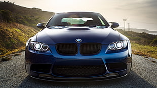 blue BMW vehicle, car, BMW, BMW E92 M3, blue cars HD wallpaper