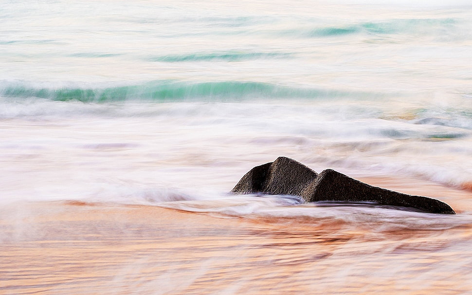 beach, sea, nature, stones HD wallpaper