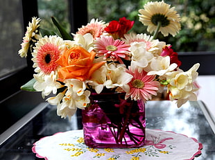 assorted colored flower centerpiece