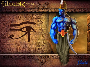 Eye of Horus Genie graphic wallpaper, Tibia, PC gaming, RPG, warrior