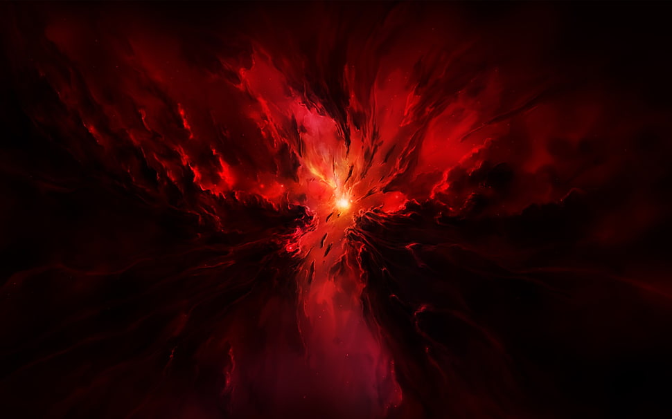 red light and smoke illustration, space, artwork, science fiction, universe HD wallpaper