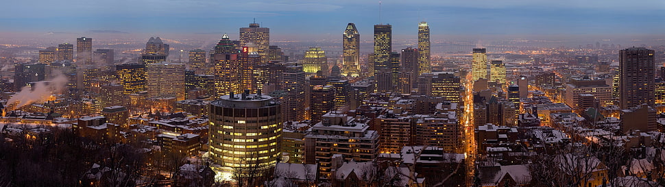multiple display, cityscape, Montreal, Quebec HD wallpaper