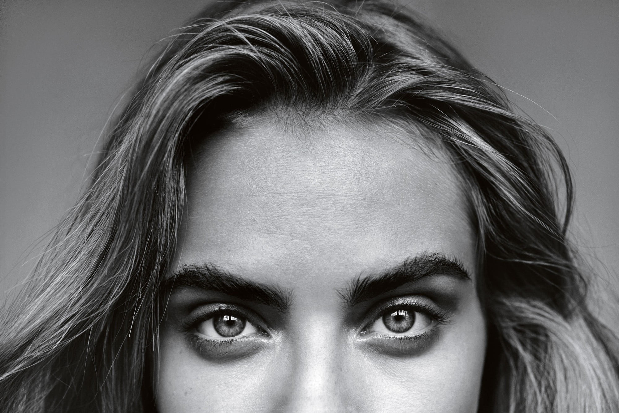 Cara Delevingne, Cara Delevingne, monochrome, face, eyes HD wallpaper