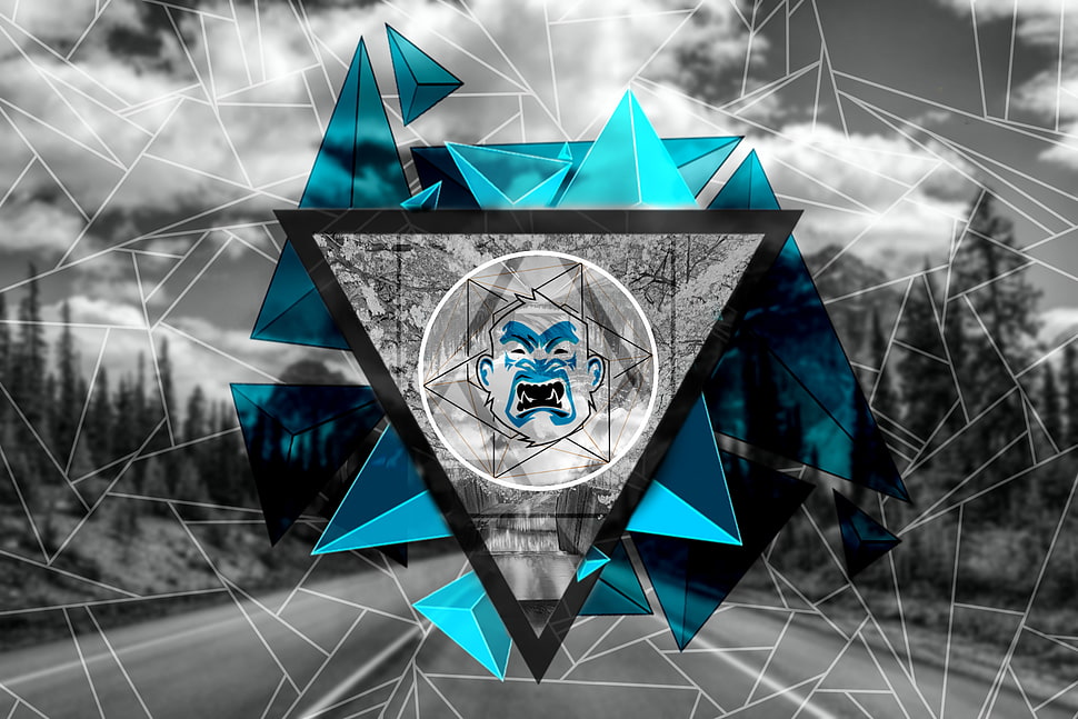 blue and black digital wallpaper, triangle HD wallpaper
