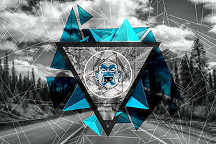 blue and black digital wallpaper, triangle