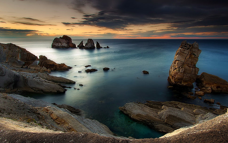 body of water, nature, landscape, sunset, sea HD wallpaper