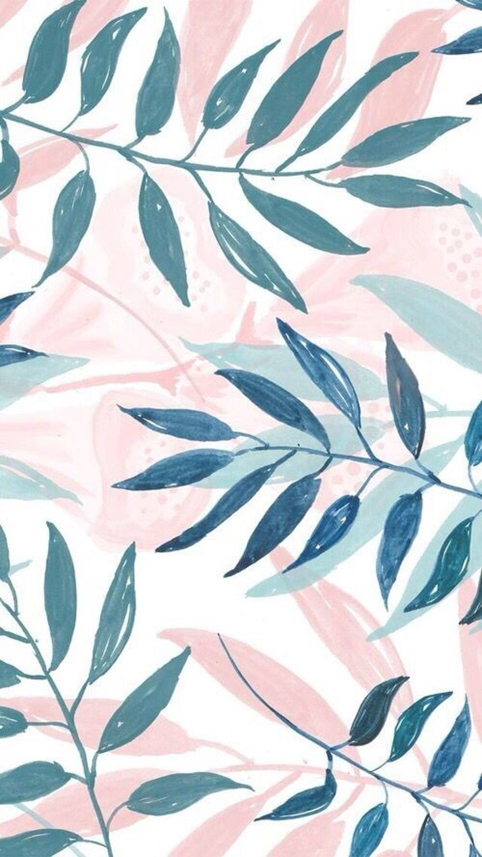 white, pink, and blue floral print HD wallpaper