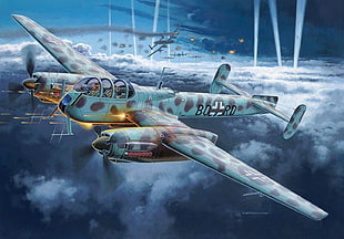 gray and blue airliner digital wallpaper, World War II, military aircraft, aircraft, military