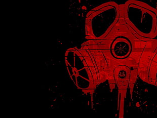 red mask painting, gas masks HD wallpaper