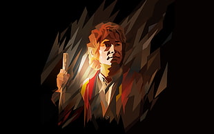 man wearing brown top painting, The Hobbit, Bilbo Baggins, artwork, geometry