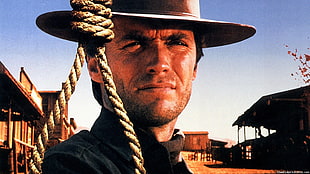 men's black and white polo shirt, Clint Eastwood, Hang 'Em High HD wallpaper