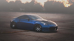 black coupe, car, tuning, Nissan 350Z, mist