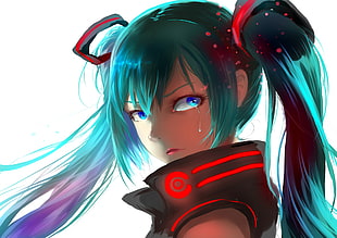 female anime character in teal hair, Hatsune Miku, Vocaloid