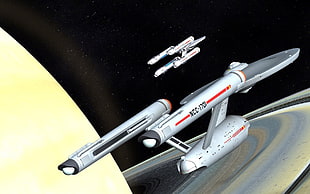 white NCC-1701, Star Trek, science fiction, render HD wallpaper