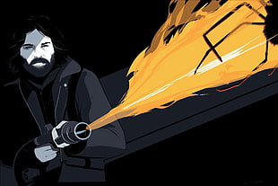 yellow and black plastic toy, The Thing, flamethrowers, Kurt Russell, Craig Drake HD wallpaper