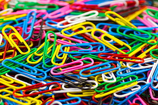 selective photograph of paper clips