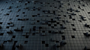 black and gray area rug, abstract, pattern, 3D