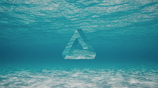 triangle logo, triangle, geometry, underwater, water HD wallpaper