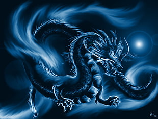 dragon digital wallpaper, dragon