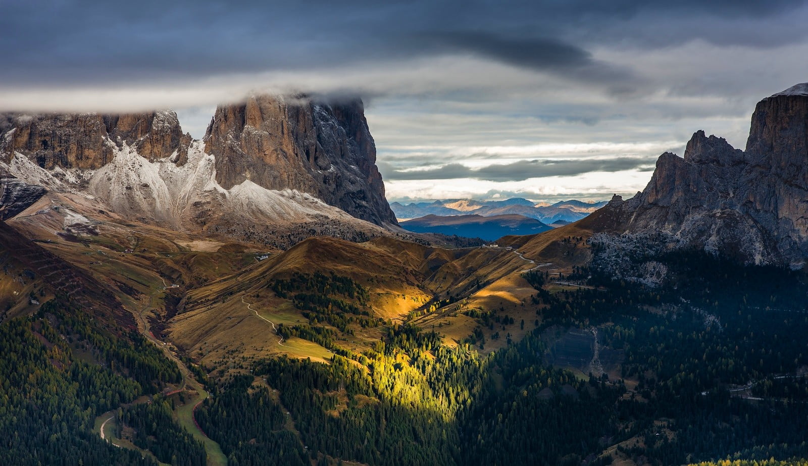 aerial photography of mountain, Dolomites (mountains), mountains, forest, clouds