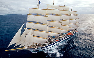 white sailing ship, sailing ship, ship