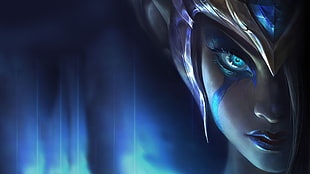 woman with blue helmet illustration, League of Legends, video games