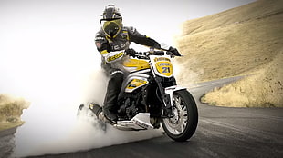 black and yellow sports bike, motorcycle