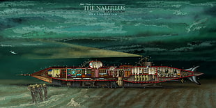 The Nautilus painting, Jules Verne, fantasy art, Nautilus, submarine
