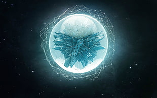 sketch of blue moon, abstract, star trails