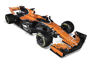 orange and black F1 car