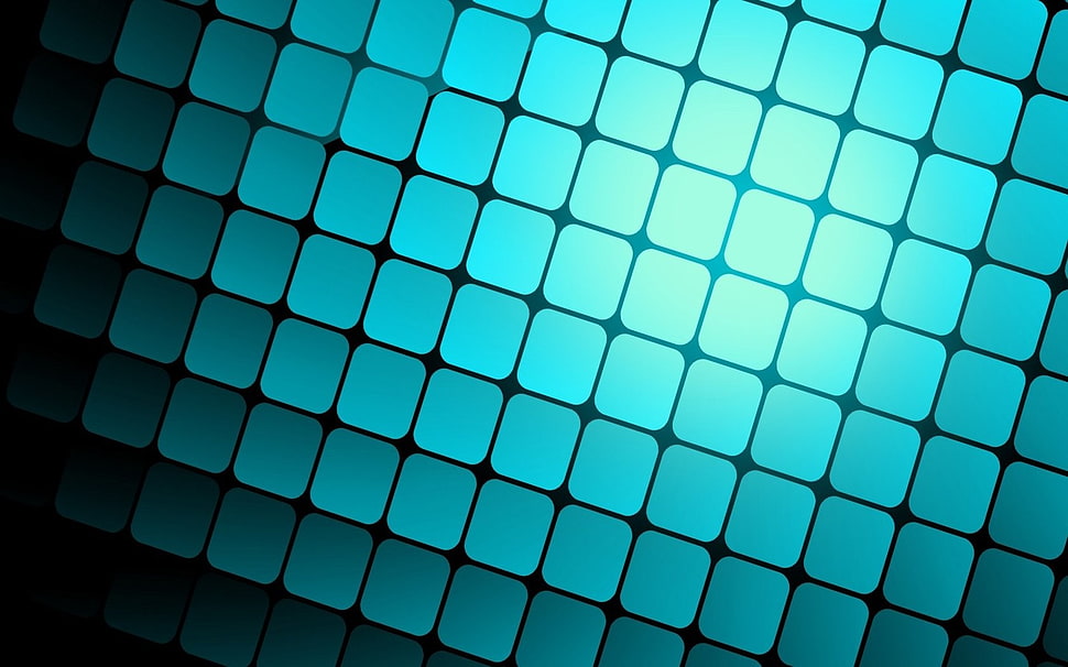 teal and black floor tiles, digital art, pattern HD wallpaper