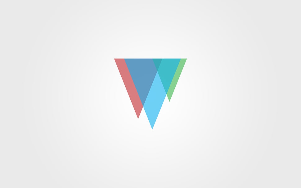 red, blue, and green triangle logo, minimalism, triangle, abstract HD wallpaper