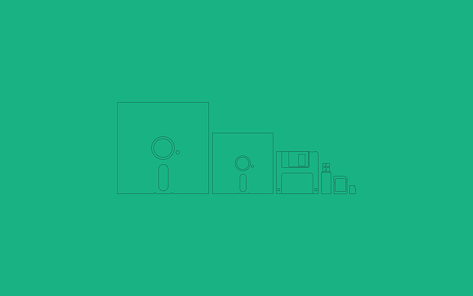 floppy disk illustration, minimalism, artwork, computer, green HD wallpaper