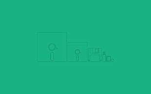 floppy disk illustration, minimalism, artwork, computer, green