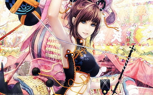 brown haired female anime character illustration, artwork