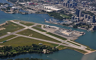 gray concrete airport, city, airport, aircraft, Toronto