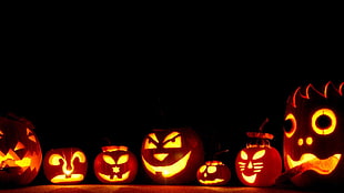 Jack-o-lantern digital wallpaper, pumpkin, Halloween