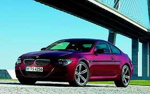 maroon BMW 5-series HD wallpaper