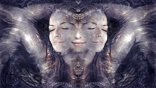 woman optical illusion poster HD wallpaper