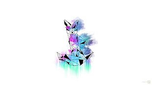 green, blue,and pink pokemon character illustration, fox, watercolor, vector