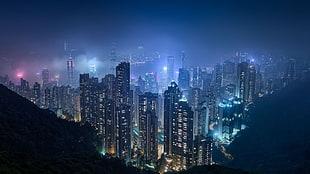 cityscape photo, Hong Kong, city lights