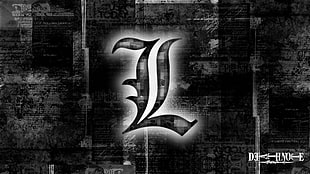 gray and black background with Deathnote text overlay, anime, Death Note