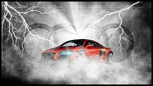 red Audi R8 coupe illustration, Audi R8, car